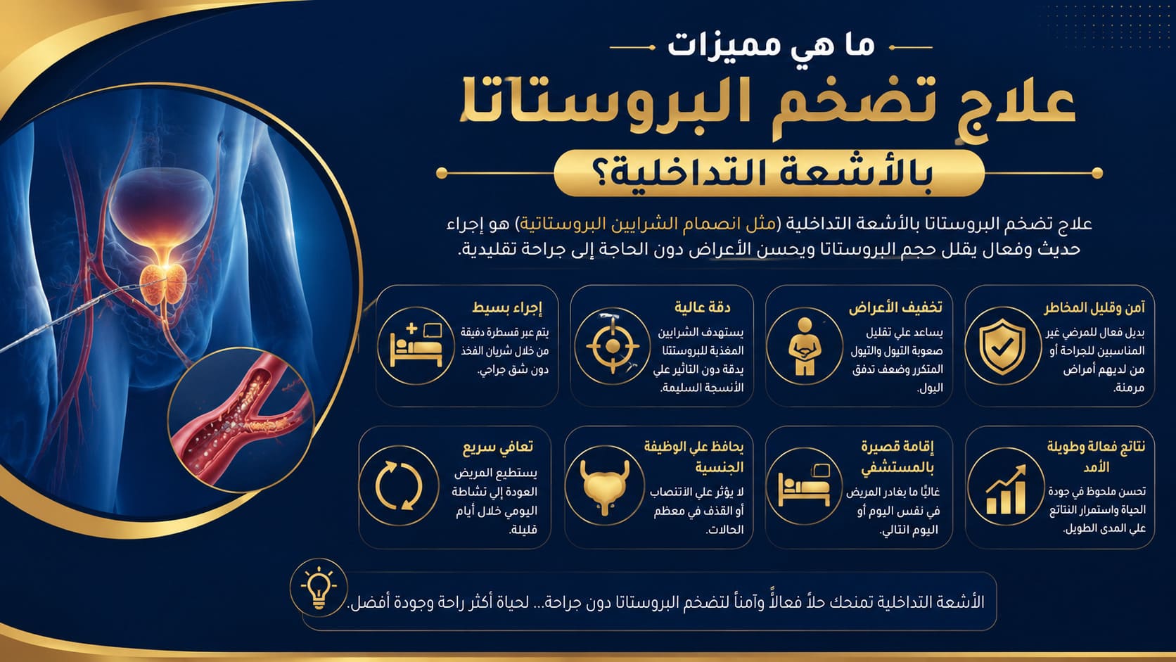 ما هي مميزات علاج تضخم البروستاتا بالأشعة التداخلية؟