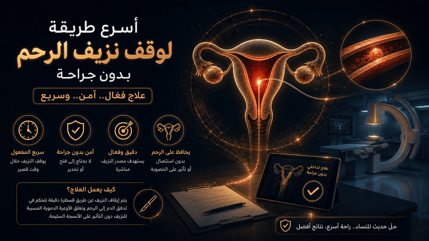 علاج النزيف المهبلي بالأشعة التداخلية (قسطرة الرحم) 3 أسرع طريقة لوقف نزيف الرحم بالأعشاب
