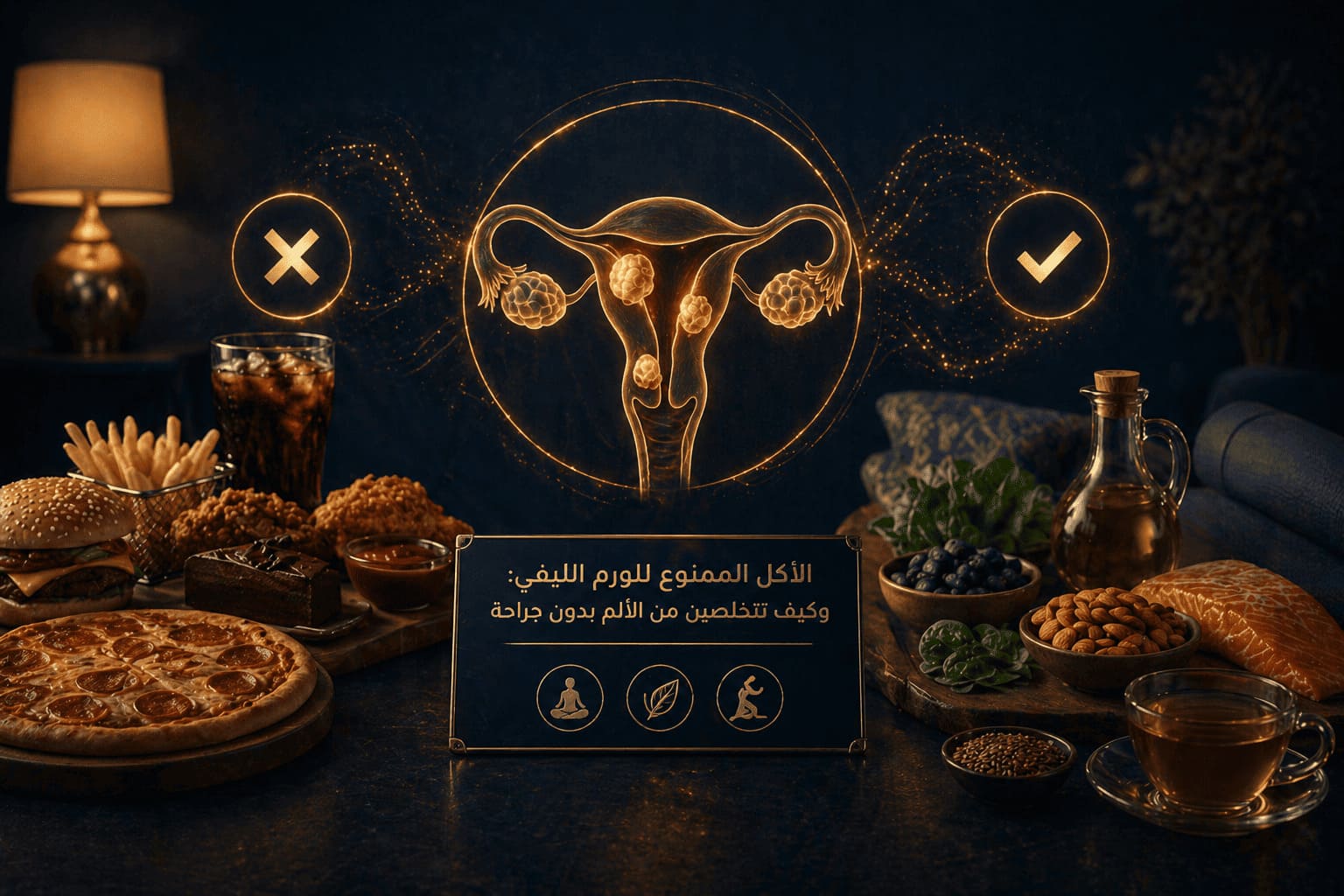 الأكل الممنوع للورم الليفي: وكيف تتخلصين من الألم بدون جراحة 🛑