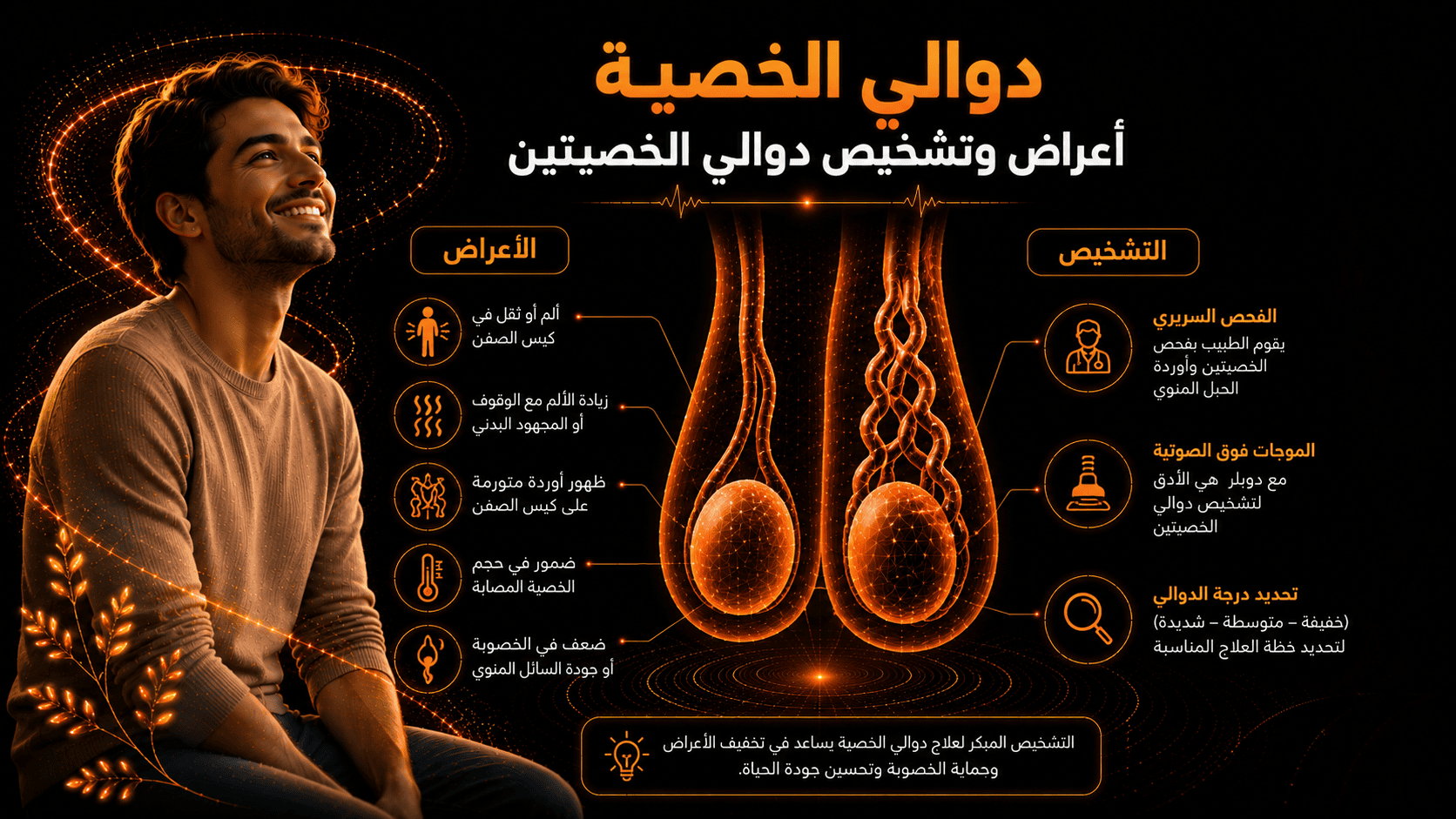 دوالي الخصية - اعراض وتشخيص دوالي الخصيتين 2 دوالي الخصية