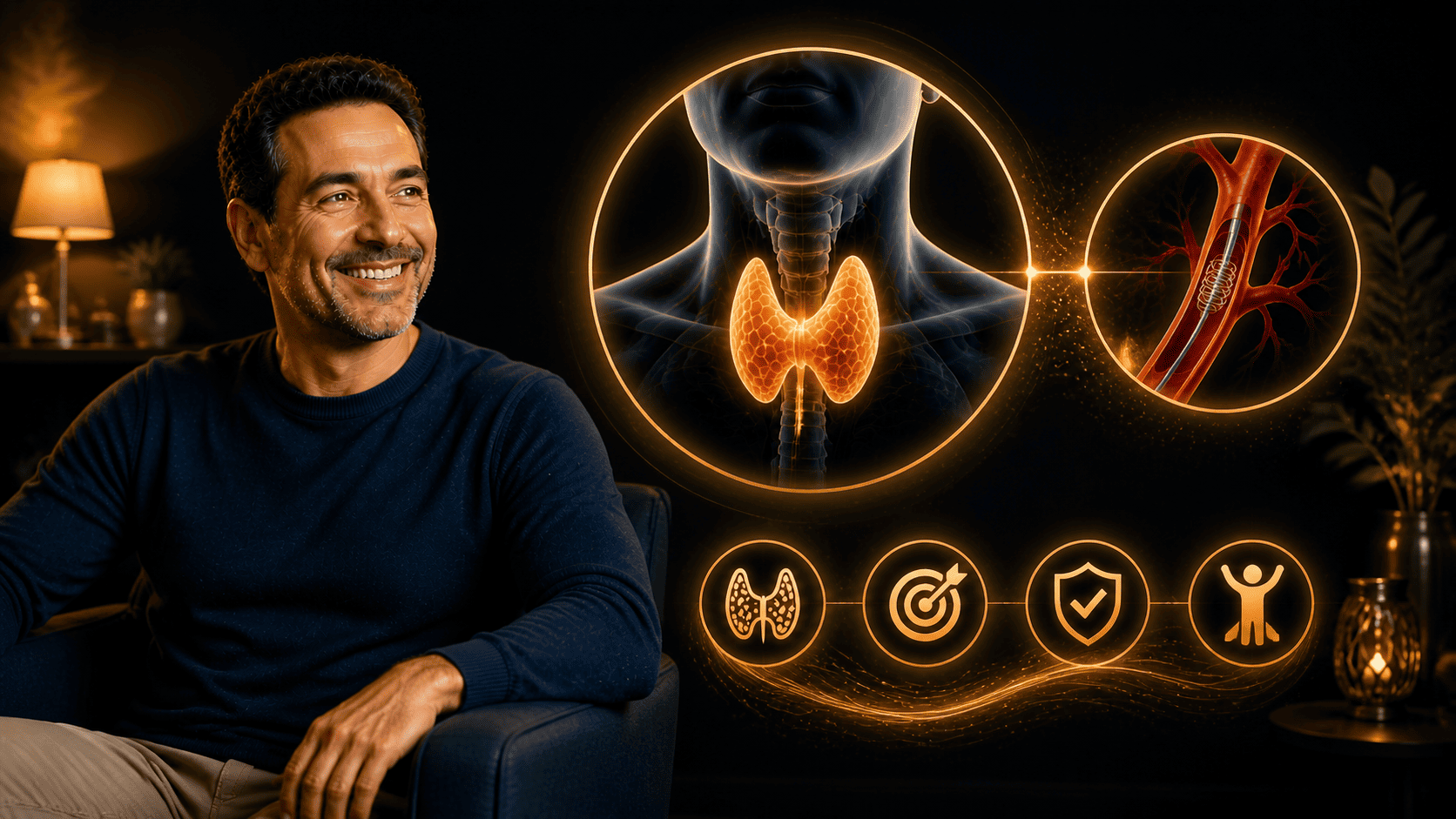 علاج تضخم الغدة الدرقية داخل الصدر: اصمام الشريان الدرقي 1 علاج تضخم الغدة الدرقية داخل الصدر