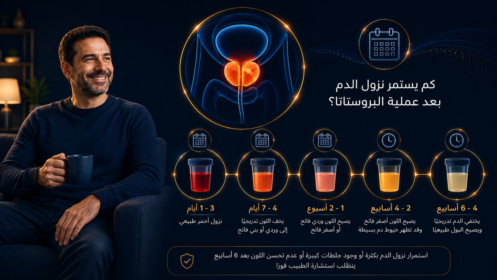 كم يستمر نزول الدم بعد عملية البروستاتا؟