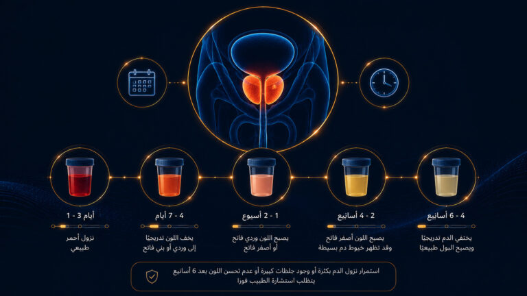 كم يستمر نزول الدم بعد عملية البروستاتا؟